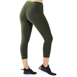 FABLETICS Powerhold Crop Leggings With Elastic Waistband Olive Green Size Medium
